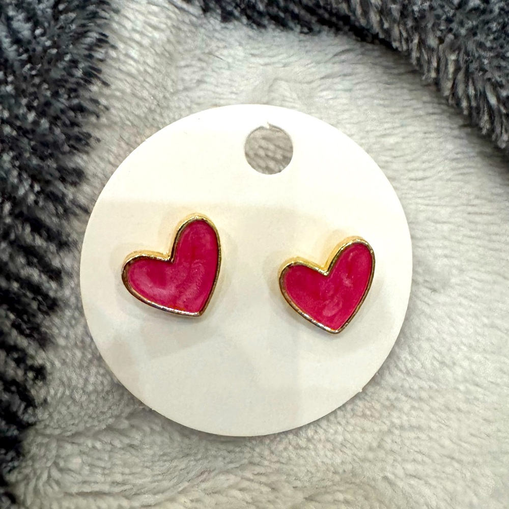 Marble pink heart earrings